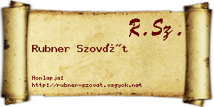 Rubner Szovát névjegykártya
